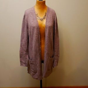 Womens small purple- gray double-pocket cardigan